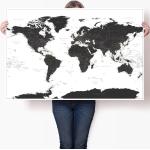Affiches blanches imprimé carte du monde 
