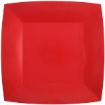 Assiettes carrées rouges en lot de 10 diamètre 23 cm 