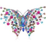 Broches en cristal à strass à motif papillons en strass pour femme 