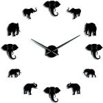 Horloges design noires à motif éléphants modernes 