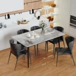 Tables de salle à manger noires en marbre 6 places scandinaves 