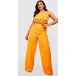 Pantalons large Boohoo orange en popeline Taille XXL plus size pour femme 
