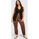 Pantalons taille haute Boohoo marron chocolat Taille XL plus size pour femme en promo 