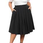 Jupes plissées noires mi-longues Taille 3 XL plus size look casual pour femme 