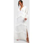 Robes longues Boohoo blanc d'ivoire en jersey à volants Taille XXL plus size pour femme en promo 