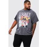 T-shirts à imprimés boohooMAN gris Looney Tunes à manches courtes Taille 3 XL plus size pour homme 