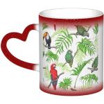 Tasses design rouges en céramique à motif perroquets 