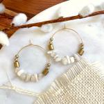 Boucles d'oreilles en perles dorées à perles pour femme 