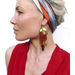Boucles d'oreilles gris acier en tissu à perles ethniques fait main style bohème pour femme 