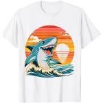 Graphique amusant de requin cool de lever de soleil de style rétro T-Shirt