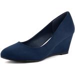 Escarpins bleu marine en cuir respirants pour pieds larges Pointure 36 plus size look fashion pour femme 