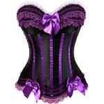 Corsets gothique violets à rayures en satin Taille 3 XL steampunk pour femme 