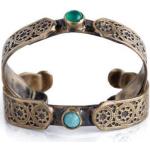 Bracelets manchette bleues claires en bronze style bohème 