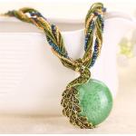 Colliers ethniques verts à perles fait main style ethnique pour femme 