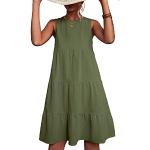 Robes d'été vertes en polyester sans manches à col rond Taille L look casual pour femme 