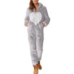 Pyjamas combinaisons d'automne gris en peluche Taille 4 XL plus size look fashion pour femme 