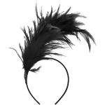 Serre-têtes plume noirs en satin Tailles uniques look fashion pour femme en promo 