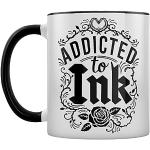 Grindstore Addicted To Ink Tasse à thé et café 2 tons Blanc