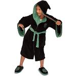 Robes de chambre capuche noires en flanelle enfant Harry Potter Serpentard look fashion 