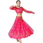 Lehengas choli roses imprimé Indien à manches longues Taille L look fashion pour femme 