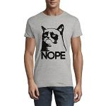 Grumpy Cat Angry Nope T-Shirt à col Rond pour Hommes Gris Large