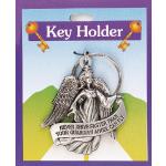 Guardian Angel Never Drive Faster Key Ring with Pewter Heart Token