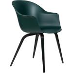 Gubi Chaise avec accoudoirs Bat structure hêtre noire vert foncé PxHxP 56x85x61cm/patins en plastique