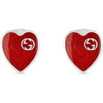Boucles d'oreilles coeur de créateur Gucci rouges en acier à motif papillons pour femme 