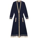 Robes en laine de créateur Gucci bleu marine à rayures midi à manches longues Taille L pour femme 