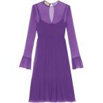 Robes en soie de créateur Gucci violettes à volants midi à manches longues à col rond Taille XS pour femme 