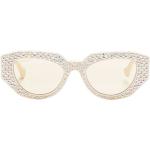 Lunettes papillon de créateur Gucci blanc d'ivoire en acétate à strass à motif papillons Tailles uniques pour femme 