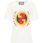 T-shirts à imprimés de créateur Gucci blanc crème en jersey à manches courtes à col rond pour femme 