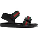Sandales de créateur Gucci noires à rayures en caoutchouc à bouts ouverts à scratchs Pointure 33 