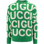 Pulls en laine de créateur Gucci verts à logo en laine à manches longues à col rond Taille L look fashion 