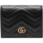 Gucci portefeuille en cuir à motif GG Marmont - Noir