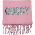 Écharpes en soie de créateur Gucci roses à rayures à franges seconde main Tailles uniques look vintage 