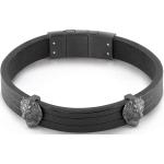 Bracelets Guess gris acier en cuir à motif lions en acier 