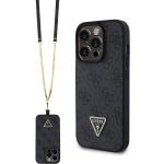 Guess PU Leather Metal Logo Strass Crossbody Case pour Apple iPhone 15 Pro - noir (iPhone 15 Pro), Coque pour téléphone portable, Noir