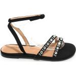 Sandales plates Guess noires en cuir à strass à bouts pointus Pointure 40 avec un talon jusqu'à 3cm look fashion pour femme 