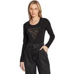 T-shirts Guess noirs en coton à manches longues à manches longues à col rond Taille XL look fashion pour femme 