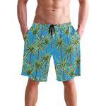 Shorts de bain violets tropicaux en polyester à motif palmier Taille L look sportif pour homme 