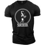 GYMTIER Mens T-Shirt de Musculation - Arnold Schwarzenegger Succeed - vêtements d'entraînement de Gym