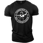 Gymtier T-shirt de bodybuilding Arnold Schwarzenegger Conquer pour homme, Noir , 4XL