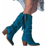 Bottes bleues en caoutchouc mollets larges à bouts ronds Pointure 39 look fashion pour femme 