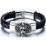 Bracelets Coolsteelandbeyond argentés en cuir à motif lions en acier look gothique pour homme 