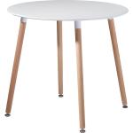 Tables de salle à manger rondes blanches en MDF 4 places diamètre 80 cm scandinaves 