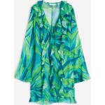 Robes évasées H&M turquoise en mousseline à volants à manches longues Taille S pour femme 