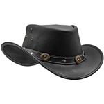 Chapeaux de cowboy noirs en cuir Taille S look fashion pour homme 