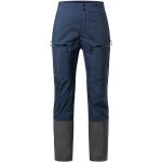 Pantalons de randonnée Haglöfs bleus en shoftshell respirants Taille M look fashion pour femme 
