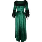 Robes de bal longues de soirée vertes en velours maxi à manches longues Taille 4 XL look médiéval pour femme 